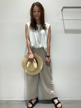 「中折れハット」｜LAKOLE WOMENSさん（レディース・160cm）の夏コーディネート