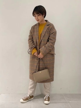 「LAKOLE（ラコレ）のアイテム（チェスターコート）」を使った、LAKOLE WOMENSさん（レディース・161cm）の春コーディネート