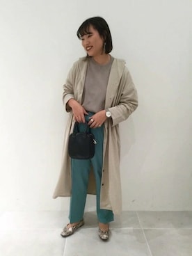 「LAKOLE（ラコレ）のアイテム（シャツワンピース）」を使った、LAKOLE WOMENSさん（レディース・162cm）の春コーディネート