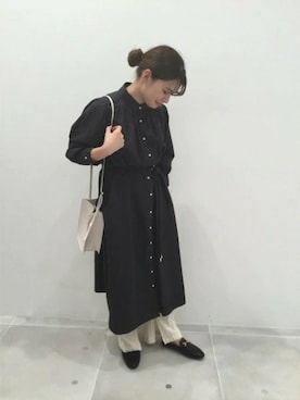 「LAKOLE（ラコレ）のアイテム（シャツワンピース）」を使った、LAKOLE WOMENSさん（レディース・160cm）の春コーディネート