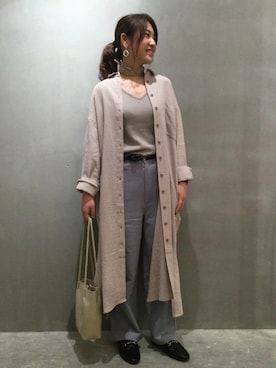 「LAKOLE（ラコレ）のアイテム（シャツワンピース）」を使った、LAKOLE WOMENSさん（レディース・158cm）の春コーディネート