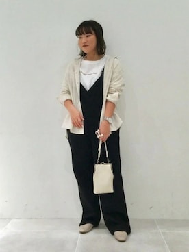 「LAKOLE（ラコレ）のコットンワッシャーリラックスシャツ20SS / LAKOLE（シャツ/ブラウス、ベージュ系）」を使った、LAKOLE WOMENSさん（レディース）の春コーディネート