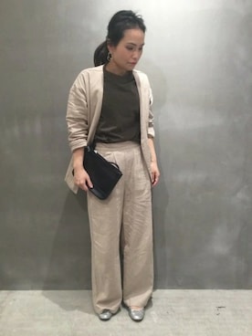 「LAKOLE（ラコレ）のアイテム（ノーカラージャケット）」を使った、LAKOLE WOMENSさん（レディース・154cm）の春コーディネート