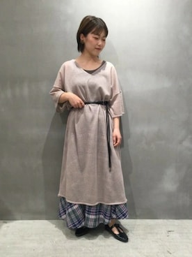 「LAKOLE（ラコレ）のレザー調ロープベルト / LAKOLE（ベルト、ブラック系）」を使った、LAKOLE WOMENSさん（レディース）の春コーディネート