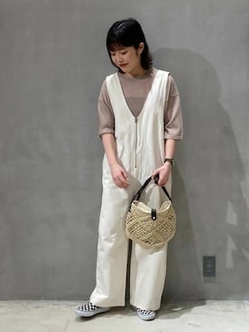 「透けトップス」｜「アイテム（サロペット/オーバーオール）」を使った、LAKOLE WOMENSさん（レディース・157cm）の春コーディネート