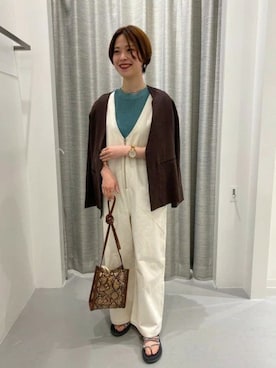 「LAKOLE（ラコレ）のアイテム（ノーカラージャケット）」を使った、LAKOLE WOMENSさん（レディース・160cm）の春コーディネート