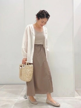 「LAKOLE（ラコレ）のアイテム（かごバッグ）」を使った、LAKOLE WOMENSさん（レディース・157cm）の春コーディネート
