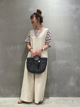 「LAKOLE（ラコレ）のアイテム（かごバッグ）」を使った、LAKOLE WOMENSさん（レディース・161cm）の夏コーディネート