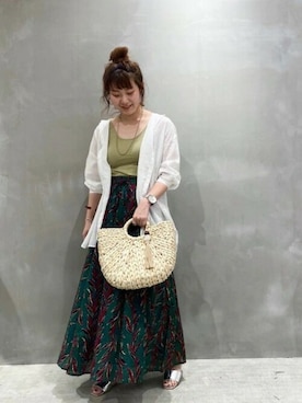 「LAKOLE（ラコレ）のアイテム（かごバッグ）」を使った、LAKOLE WOMENSさん（レディース・160cm）の夏コーディネート