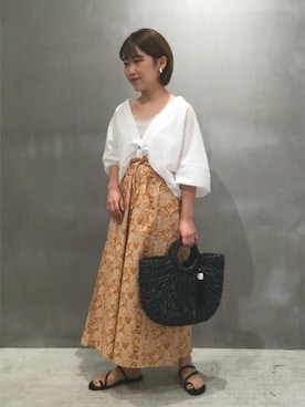 「LAKOLE（ラコレ）のアイテム（かごバッグ）」を使った、LAKOLE WOMENSさん（レディース・145cm）の夏コーディネート