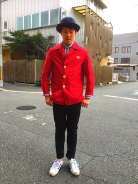 「アイテム（カバーオール、レッド系）」を使った、hiro7さん（メンズ・176cm）の春コーディネート