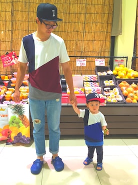 「アイテム（サンダル、ブルー系）」を使った、hiro7さん（メンズ・176cm）の夏コーディネート