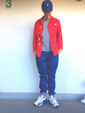 「アイテム（カバーオール、レッド系）」を使った、hiro7さん（メンズ・176cm）の秋コーディネート