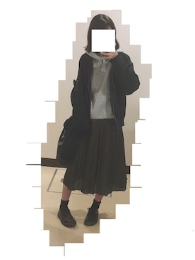 「ジーユー」｜「アイテム（MA-1）」を使った、おもちさん（レディース・159cm）の冬コーディネート