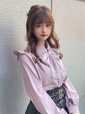 「アイテム（シャツ/ブラウス、ピンク系）」を使った、ROJITA_kiraraさん（レディース・157cm）の冬コーディネート