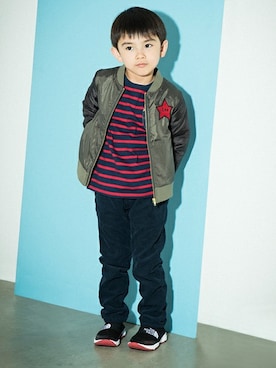 「アイテム（ナイロンジャケット）」を使った、stompさん（キッズ・110cm）の冬コーディネート