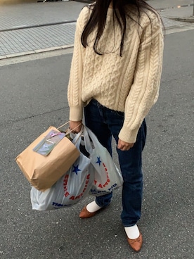 「古着好きな人と繋がりたい」｜「アイテム（バレエシューズ）」を使った、tamakiさん（レディース・156cm）の春コーディネート