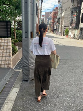 「YOUNG&OLSEN The DRYGOODS STORE（ヤングアンドオルセン）のアイテム（スカート）」を使った、tamakiさん（レディース・156cm）の夏コーディネート