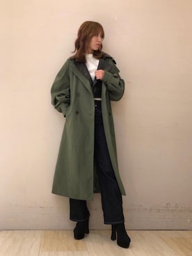 「SPIRALGIRL（スパイラルガール）のアイテム（チェスターコート）」を使った、risaさん（レディース・161cm）の秋コーディネート