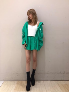 「BACK TO THE FIELD（バック トゥー ザ フィールド）のアイテム（サロペット/オーバーオール）」を使った、risaさん（レディース・161cm）の夏コーディネート