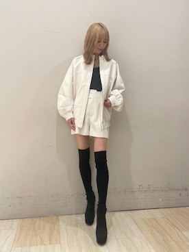 「SPIRALGIRL（スパイラルガール）のアイテム（ブルゾン）」を使った、risaさん（レディース・161cm）の秋コーディネート