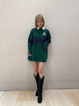 「シャツ 」｜「アイテム（ブーツ）」を使った、risaさん（レディース・161cm）の冬コーディネート