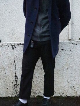 「MACKINTOSH PHILOSOPHY（ﾏｯｷﾝﾄｯｼｭ ﾌｨﾛｿﾌｨｰ）のアイテム（ステンカラーコート）」を使った、HYさん（メンズ・158cm）の秋コーディネート