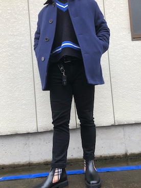 「MACKINTOSH PHILOSOPHY（ﾏｯｷﾝﾄｯｼｭ ﾌｨﾛｿﾌｨｰ）のアイテム（ステンカラーコート）」を使った、HYさん（メンズ・160cm）の冬コーディネート