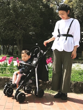 「HARUTA」｜「アイテム（ハンチング/ベレー帽）」を使った、RIEさん（レディース・163cm）の春コーディネート
