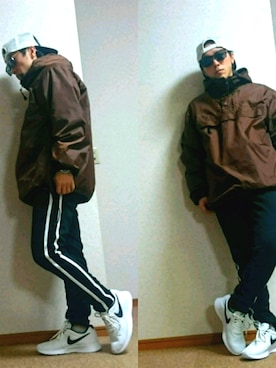 「チョコ色に染まれ」｜「アイテム（マウンテンパーカー）」を使った、かしー。さん（メンズ・160cm）の冬コーディネート