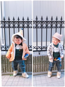 「アイテム（マフラー）」を使った、ぜんちゃんさん（キッズ・85cm）の秋コーディネート