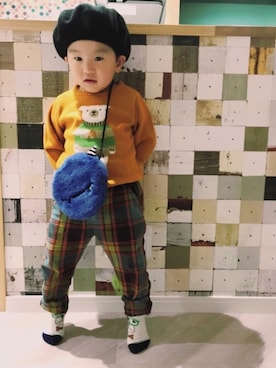 「秋のブラウンスタイル」｜「アイテム（ハンチング/ベレー帽）」を使った、ぜんちゃんさん（キッズ・85cm）の秋コーディネート