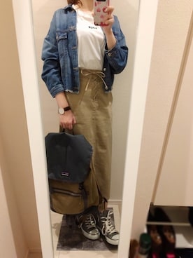 「patagonia」｜「アイテム（デニムジャケット）」を使った、ERika さん（レディース・167cm）の春コーディネート