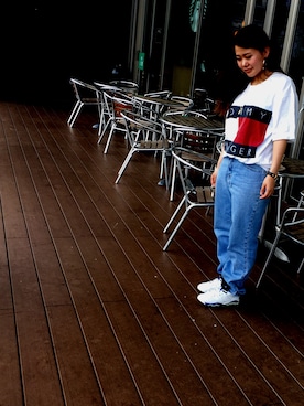 「VERSACE（ヴェルサーチ）のアイテム（アナログ腕時計）」を使った、miii73さん（レディース・155cm）の夏コーディネート