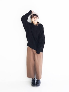 「アイテム（ハンチング/ベレー帽）」を使った、maruさん（レディース・151cm）の冬コーディネート