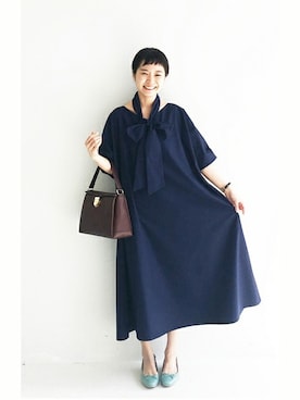 「2wayワンピース」｜「アイテム（アクセサリー）」を使った、maruさん（レディース・151cm）の春コーディネート