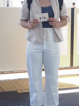 「古着好きな人と繋がりたい」｜「アイテム（キャミソール）」を使った、YONEさん（レディース・157cm）の夏コーディネート