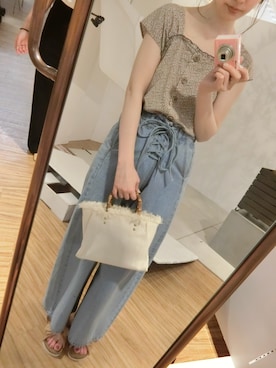 「natural couture（ナチュラルクチュール）のリボンコンフォートサンダル（その他シューズ）」を使った、おそのさん（レディース・167cm）の春コーディネート