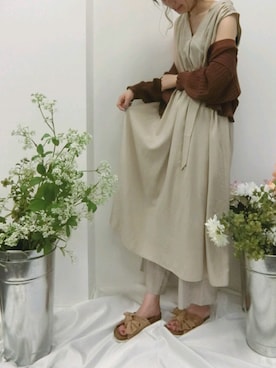 「natural couture（ナチュラルクチュール）のリボンコンフォートサンダル（その他シューズ）」を使った、おそのさん（レディース・167cm）の夏コーディネート