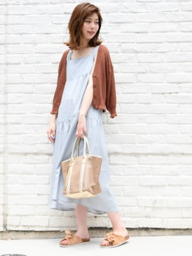 「natural couture（ナチュラルクチュール）のリボンコンフォートサンダル（その他シューズ）」を使った、おそのさん（レディース・167cm）の夏コーディネート