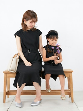 「natural couture（ナチュラルクチュール）のDカンベルト付きワッフルTワンピ（ワンピース）」を使った、おそのさん（レディース・167cm）の夏コーディネート
