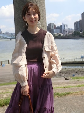 「サマーニット」｜「アイテム（ブルゾン）」を使った、おそのさん（レディース・167cm）の夏コーディネート