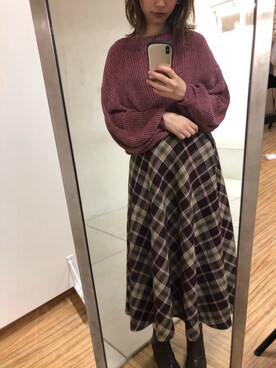 「チェックフレアスカート」｜おそのさん（レディース・167cm）の秋コーディネート