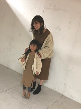 「親子でおそろい」｜「アイテム（ブルゾン）」を使った、おそのさん（レディース・167cm）の秋コーディネート