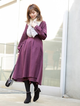「バレンタインデートスタイル」｜「アイテム（ワンピース/ドレス）」を使った、おそのさん（レディース・167cm）の冬コーディネート