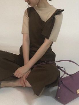「natural couture（ナチュラルクチュール）のアイテム（オールインワン・サロペット）」を使った、おそのさん（レディース・167cm）の夏コーディネート
