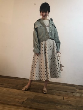 「ドットスカート」｜「アイテム（ブルゾン）」を使った、おそのさん（レディース・167cm）の冬コーディネート
