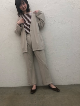 「スタッフセンバツ」｜「アイテム（ノーカラージャケット）」を使った、おそのさん（レディース・167cm）の秋コーディネート