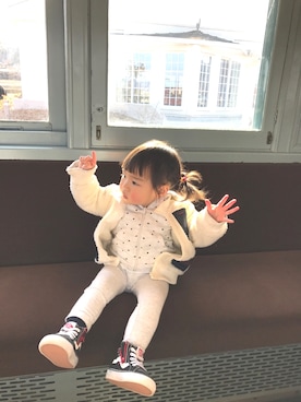 「90cm」｜「アイテム（ダウンジャケット/コート）」を使った、sar☺︎さん（キッズ・90cm）の春コーディネート