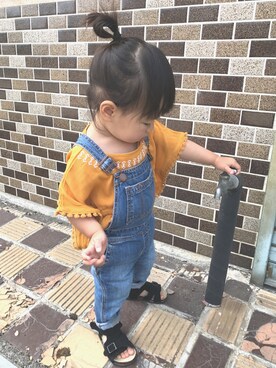「90cm」｜「アイテム（サロペット/オーバーオール）」を使った、sar☺︎さん（キッズ・80cm）の春コーディネート